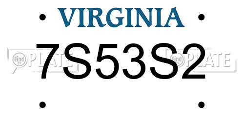 7S53S2 Virginia License Plate