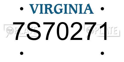7S70271 Virginia License Plate