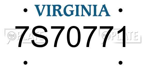 7S70771 Virginia License Plate