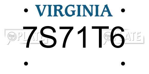 7S71T6 Virginia License Plate