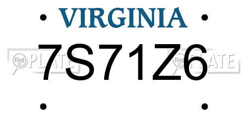 7S71Z6 Virginia License Plate