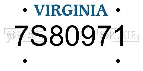 7S80971 Virginia License Plate