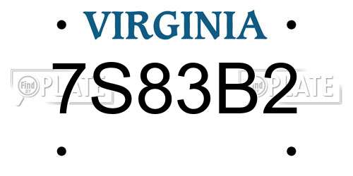 7S83B2 Virginia License Plate