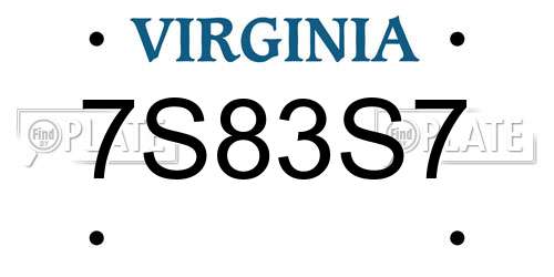 7S83S7 Virginia License Plate