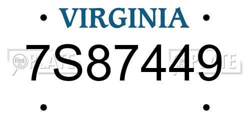 7S87449 Virginia License Plate