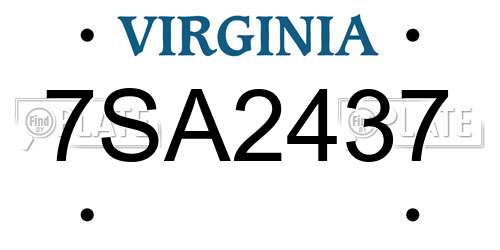 7SA2437 Virginia License Plate