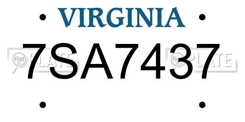 7SA7437 Virginia License Plate
