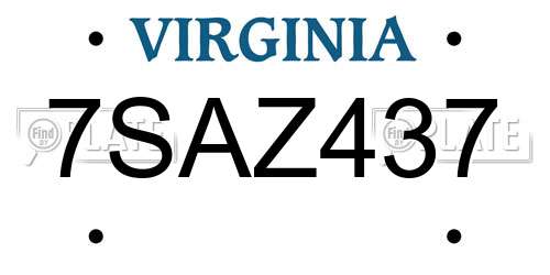 7SAZ437 Virginia License Plate