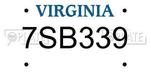 7SB339 Virginia License Plate