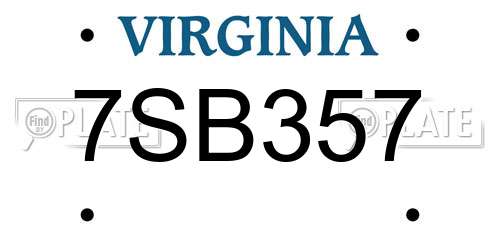 7SB357 Virginia License Plate