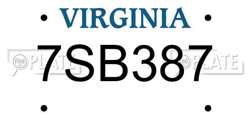 7SB387 Virginia License Plate