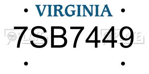 7SB7449 Virginia License Plate