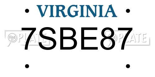 7SBE87 Virginia License Plate