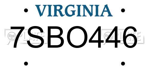 7SBO446 Virginia License Plate