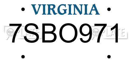 7SBO971 Virginia License Plate