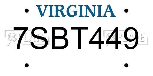 7SBT449 Virginia License Plate