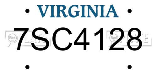 7SC4128 Virginia License Plate