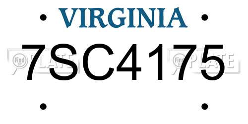 7SC4175 Virginia License Plate