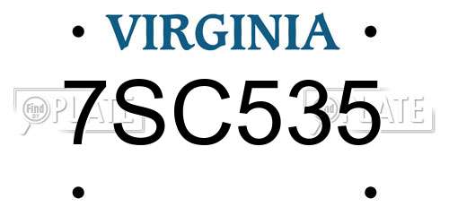 7SC535 Virginia License Plate