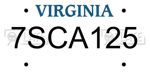 7SCA125 Virginia License Plate