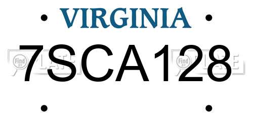 7SCA128 Virginia License Plate