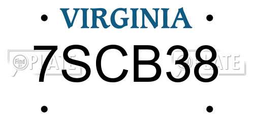 7SCB38 Virginia License Plate