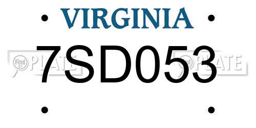 7SD053 Virginia License Plate