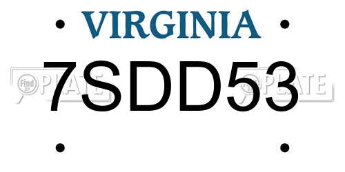 7SDD53 Virginia License Plate