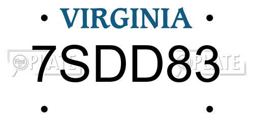 7SDD83 Virginia License Plate