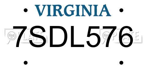 7SDL576 Virginia License Plate