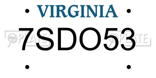 7SDO53 Virginia License Plate
