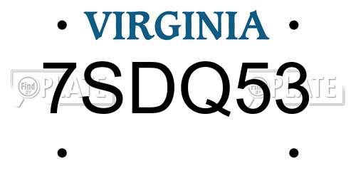 7SDQ53 Virginia License Plate