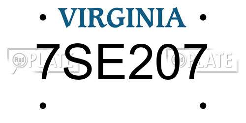 7SE207 Virginia License Plate