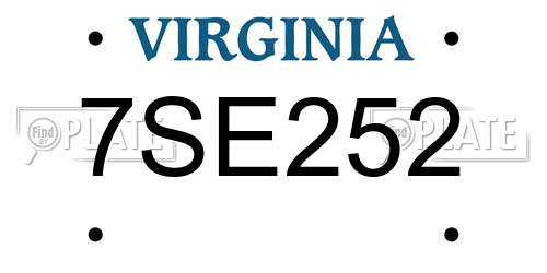 7SE252 Virginia License Plate
