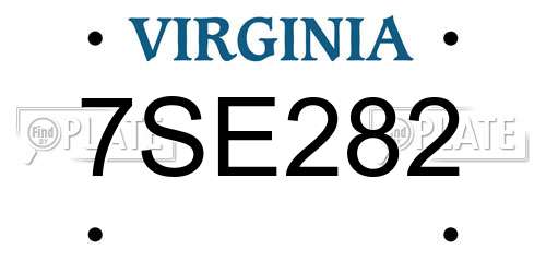 7SE282 Virginia License Plate