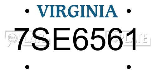 7SE6561 Virginia License Plate