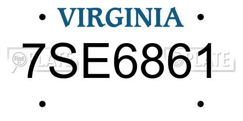 7SE6861 Virginia License Plate