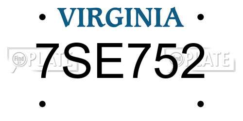7SE752 Virginia License Plate