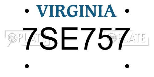 7SE757 Virginia License Plate