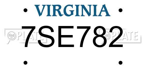 7SE782 Virginia License Plate