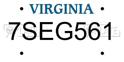 7SEG561 Virginia License Plate