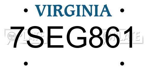 7SEG861 Virginia License Plate