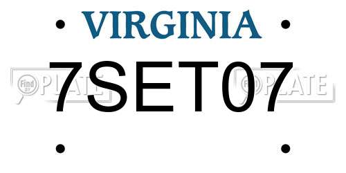 7SET07 Virginia License Plate
