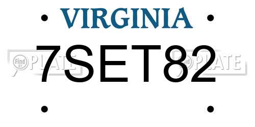 7SET82 Virginia License Plate