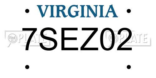 7SEZ02 Virginia License Plate