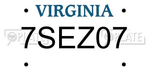7SEZ07 Virginia License Plate