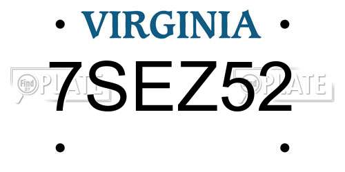 7SEZ52 Virginia License Plate