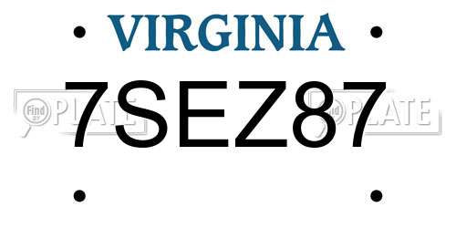 7SEZ87 Virginia License Plate