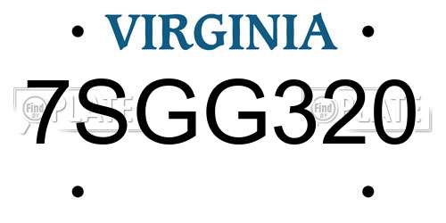 7SGG320 Virginia License Plate