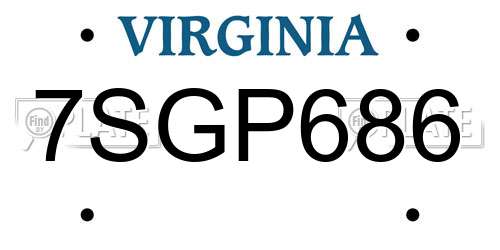 7SGP686 Virginia License Plate